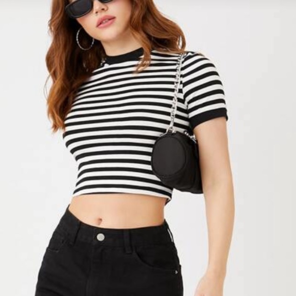 Black and White Striped Top